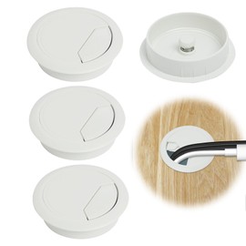 Set of 4 Desk Cable Grommets 60 mm Cable Grommet Plastic White Round Table for Table Office Worktops