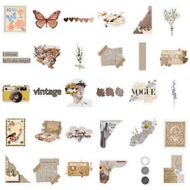 Vintage Sticker Aesthetic Stickers 60 Pieces Retro Vinyl Stickers for Kindle Scrapbook Laptop Helmet Case (C)