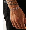 HEVOCY 3-Piece Silver Bracelet Set for Men, Thin Stainless Steel