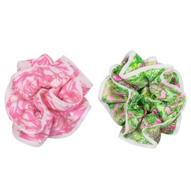 Lilly Pulitzer Hair Scrunchies for Thin or Thick Hair, Cute Ruffled Hair Ties for Women, Set of 2, Assorted