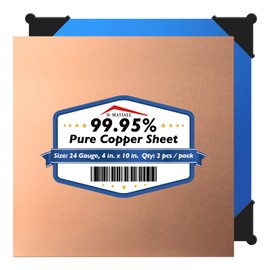 Copper Sheet 99.95% Pure – 24 Gauge 0.5mm Thick, 4 in. X 10 in. Copper Sheets, 2pcs – Copper Sheet Metal with No Scratches – Copper Plate for Crafting, Jewelry Making, Engraving, Electroplating & DIY