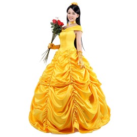 Princess Dress Palace Prom Dress Yellow Cloak Adult(XXXL)