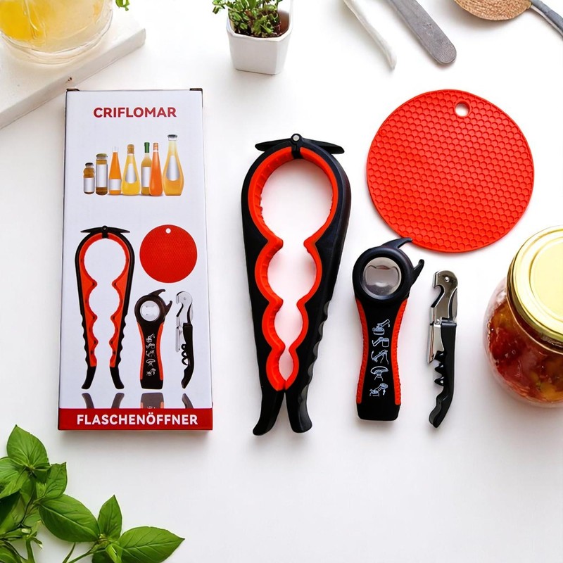 4 in 1 Jar Opener Set - Non-Slip Handle, Easy