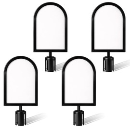 Lounsweer 4 Pcs Arched Stanchion Sign Holder Double Sided Sign Frame with Cover Portrait Top Stand Poster Display for 8.3 x 11.7 Inch Paper Size for Crowd Control Sentry Posts, Black