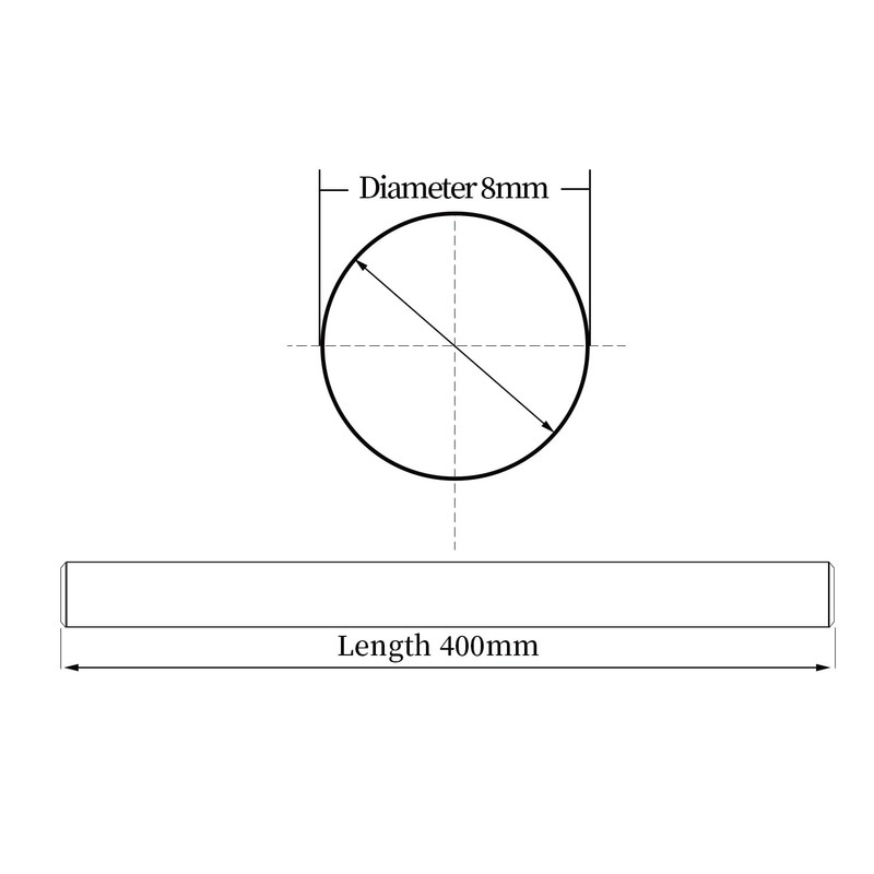 2Pcs 8mm x 400mm (0.315 x 15.75 inches) Vigorous Linear