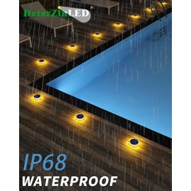 DetarZinLED Solar Step Lights for Outside Waterproof, 4 Pack Warm White Outdoor Stair Light Solar Powered, Stick on Lights for Deck, Dock, Driveway, Walkway, Pathway, Porch, Yard, Ground