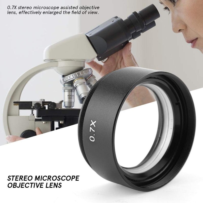 Stereo Microscopes Objective Lens, KP-0.7X Microscope Auxiliary Lens Metal Aluminum