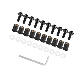 INFINAUTO 10pcs M5 Motorcycle Windscreen Screw Fairing Windscreen Bolt Black Stylish Design