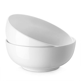 DOWAN Salad Bowls, Large Pho Bowls, 8" White Centerpiece Bowls for Nut, Pasta, Soup, Side Dishes, Ramen, Fruit, Kitchen Decor, Microwave & Dishwasher Safe, 56 Ounce