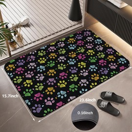 jajoaier Colorful Paw Prints Bath Rugs,Non-Slip and Absorbent Bathroom Rug Mat,Soft Dry Fast Machine Washable Bath Mats for Bathroom Kitchen Bathtub,Home Decor Accessories,15.7"×23.6"