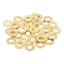 sourcing map 38 Pack Brass Flat Washer, M5 Copper Washers Crush Washer Kit Assortment, 5mm ID, 12mm OD, 1mm Thick for Bolts Screws Machinery Repair, Outdoor Construction