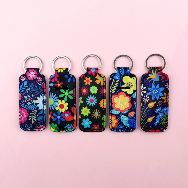 Set De Pintalabios Con Forma De Flor, Llavero Con Funda