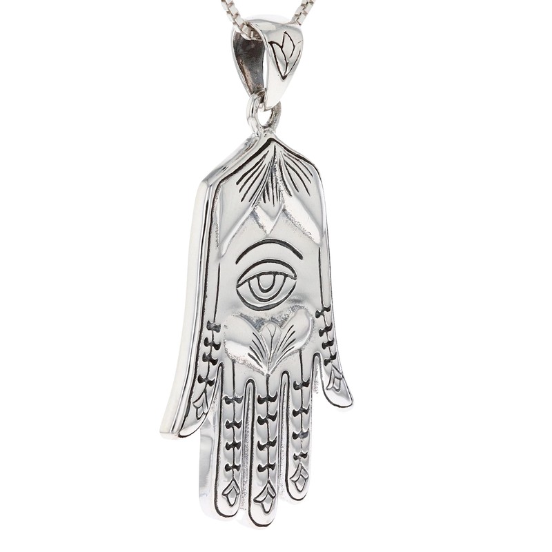 Jewelry Trends Large Hamsa Hand of Fatima Eye Sterling Silver