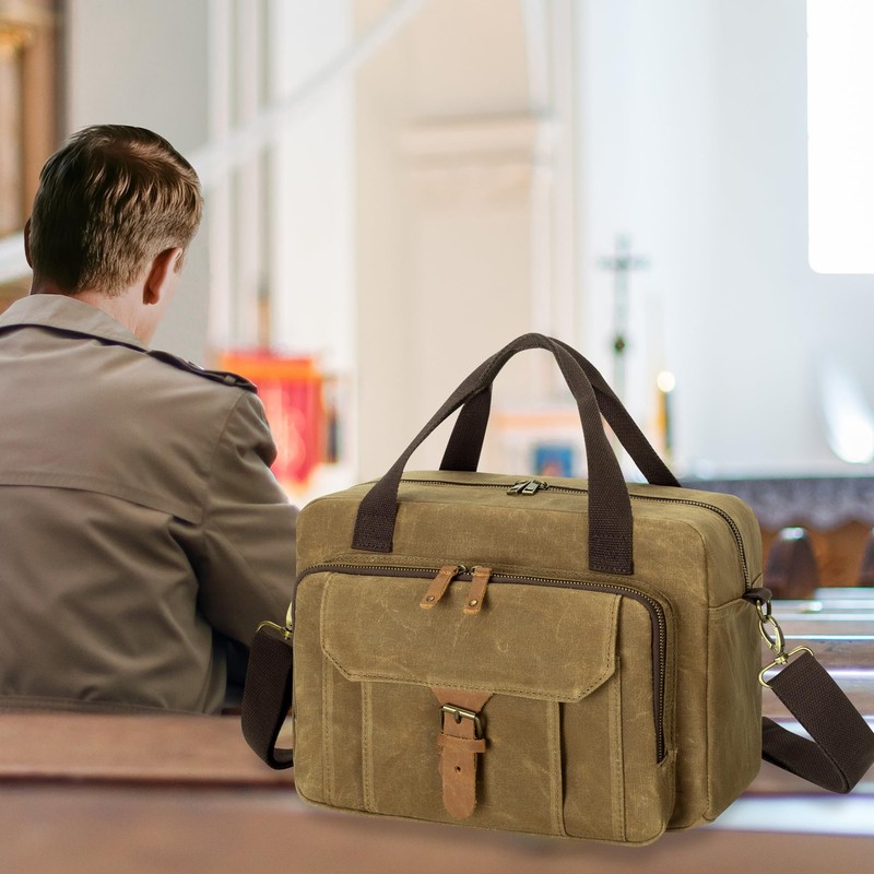 Damero Bible Tote Bag for Men, Large Bible Bag with