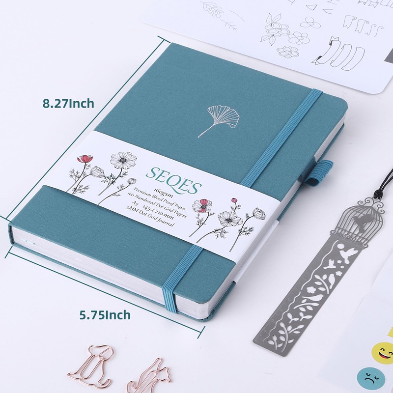 SeQeS Dotted Journal - A5 Dot Grid Notebook with pages