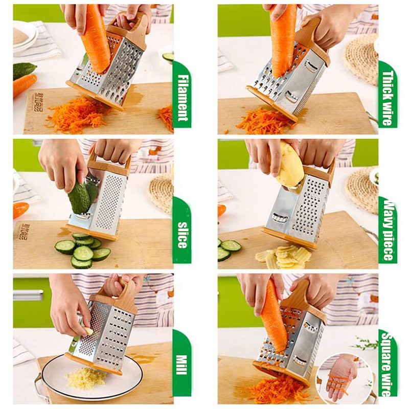 Square Grater Vegetable Slicer Stainless Steel 6 Grating Surfaces Multi