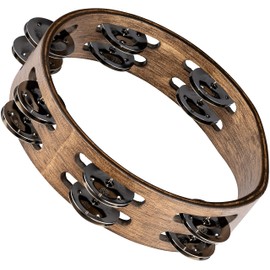 Meinl Percussion CTA2WB Wooden Tambourine with Stainless Steel Bells / 2–Row 20.3 CM (8 Inch) Diameter walnut Brown