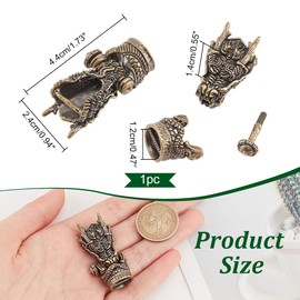 NBEADS Dragon Head Brass Bead, Parachute Cord Tool Lanyard Bead EDC Charms Pendant Charms Accessories for EDC String Bracelet Crafts, Antique Bronze