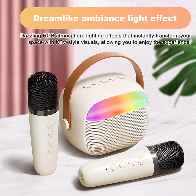 KALLORY Máquina de Karaoke, Wireless Karaoke Speaker con Luces LED，4