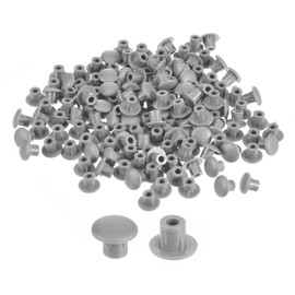 QUARKZMAN 600 Pieces Screw Hole Covers 5mm (3/16") Diameter Plastic Snap-in Shelf Knob Flat Cap for Furniture Cabinet Cupboard Light Grey
