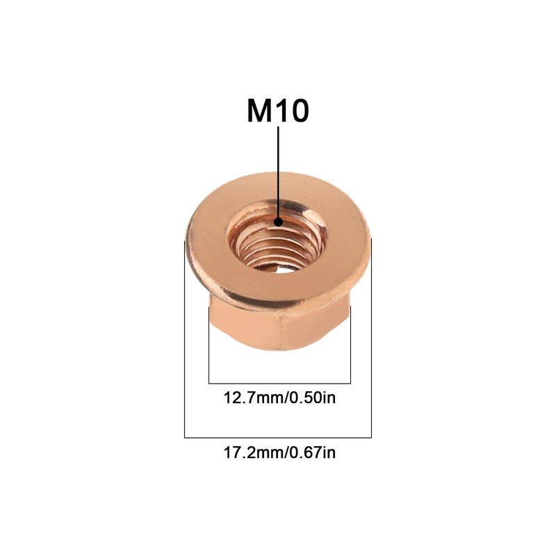 Create idea 20Pcs M10 Exhaust Manifold Hex Nuts Copper Plated