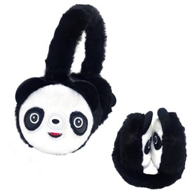 iNelihoo Kids Furry Winter Earmuffs Foldable Cute Panda Warmer Faux Fur Earmuffs Girls Boys Windproof Outdoor Ear Protector Cartoon Soft Padded Earflap Cover Xmas Gift Winter Birthday Gift