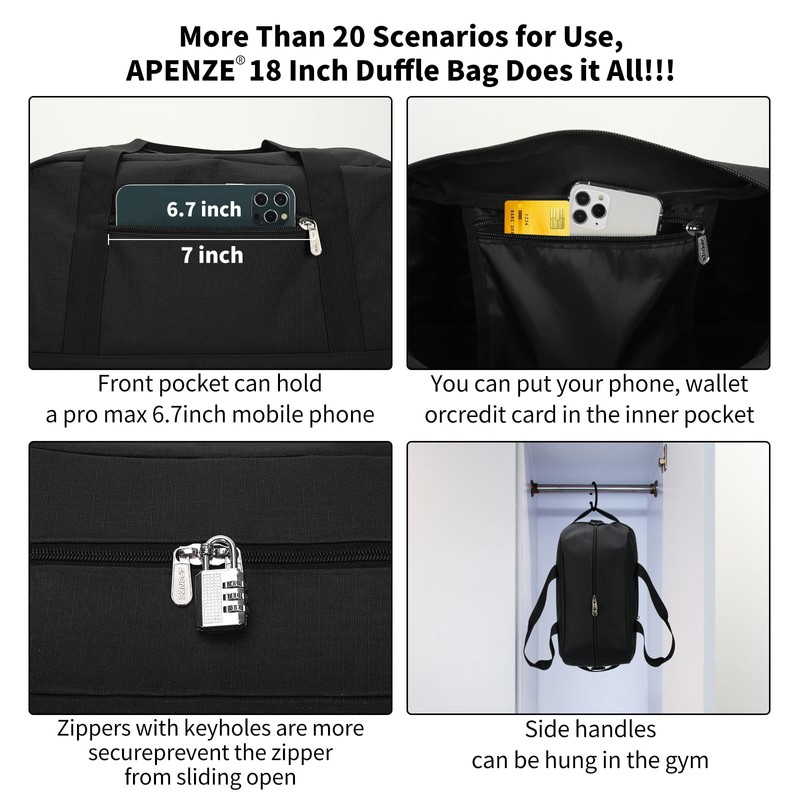 Small Gym Bag 18 inch Carry On Duffel Bag for