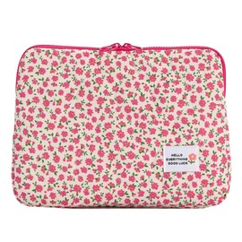 HICARRY Puffy Laptop Sleeve Case Cute Computer Bag, 14 Inch Flower Printed Quilted Laptop Carrying Cases, Floral Pattern Protective Cover Accessories, Compatible with 13" 14" 15" Notebook