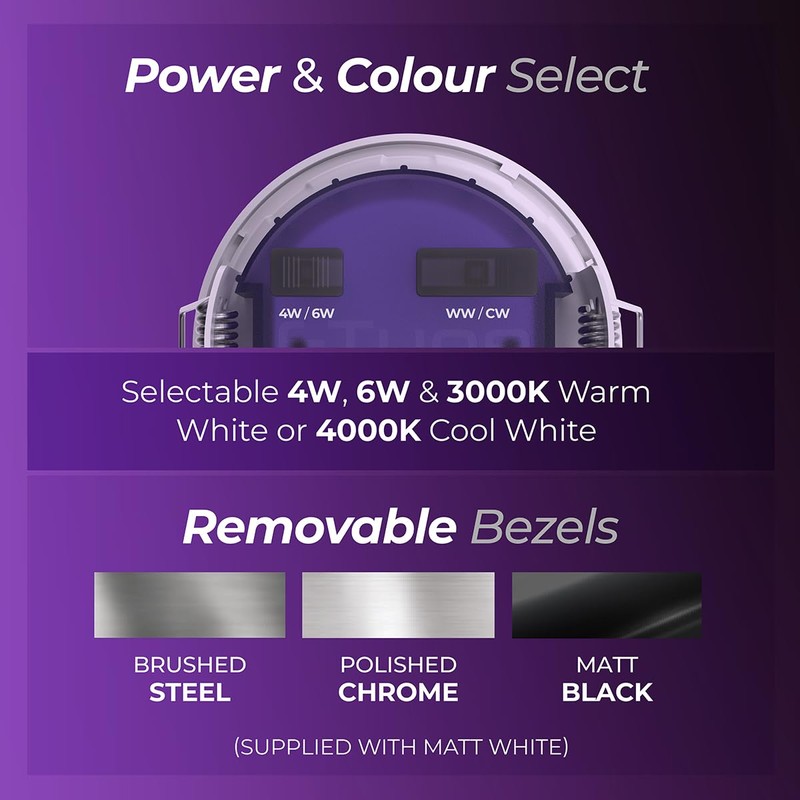 Luceco FType Regressed Ultra Downlight Power Change and Colour Change