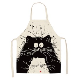 ShopINess Funny and Original Cat Apron for Adults and Children Ideal for BBQ Parties and Festivals - Cotton and Linen Machine Washable, Cat and kitten