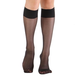 EVERSWE 6 Pairs Women's Sheer Knee High Stockings 15D (Black,One Size)