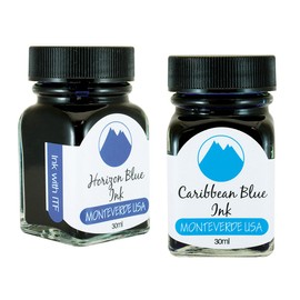 Monteverde 60ml Core Fountain Pen Ink Bottle (30ml Horizon Blue Ink Bottle G309HB, 30ml Caribbean Blue Ink Bottle G309CU)