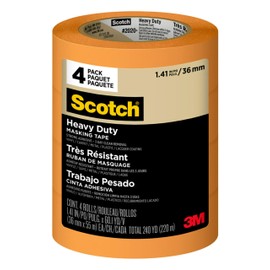 Scotch Heavy Duty Painter's Tape, 4 Rolls, 1.41 in x 60.1 yd, for Use On Vinyl, Carpet, Metal, & Plastic, Indoor & Outdoor Masking Tape, Bonds Aggressively, 3-Day Clean Removal (2020+-36AP4)