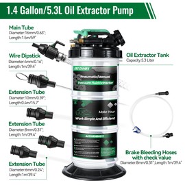 HTZSSON 5.3 L Manual Pneumatic Fluid Extractor, Oil Change Vacuum Pump Extractor with 5 Tubes and A Brake Bleeding Hose for Automotive, Boats