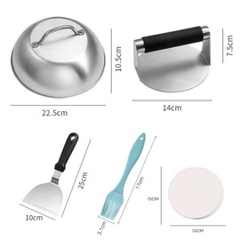 Hamburger Stamping Kit: smash burger press And Metal Hamburger Spatula, Hamburger Dome, Disc Paper, Brush, Barbecue Accessories Set, Barbecue Tool Set, Cooking Utensils