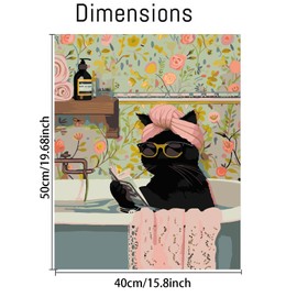 Black Cat Adult Paint by Number,Funny Bathing Cat Adults' Paint-by-Number Kits,DIY Acrylic Paint Kit for Adults Beginners Unframed,Easy Paint by Numbers Canvas for Decor 16x20inch
