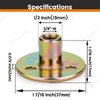 20 pcs 3/8"-16 Carbon Steel Round Base T-Nuts, Heavy-Duty Flange
