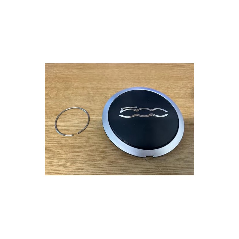Fiat 500 Silver/Chrome Wheel Centre Hub Cap, Includes Securing Clip