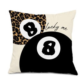 Foritho Leopard Star Lucky 8 Ball Throw Pillow Covers 18x18, Cheetah Print Room Decor, Trendy Funky Y2K Leopard Print Decorative Pillow Covers for Girls Room Dorm Apartment Home
