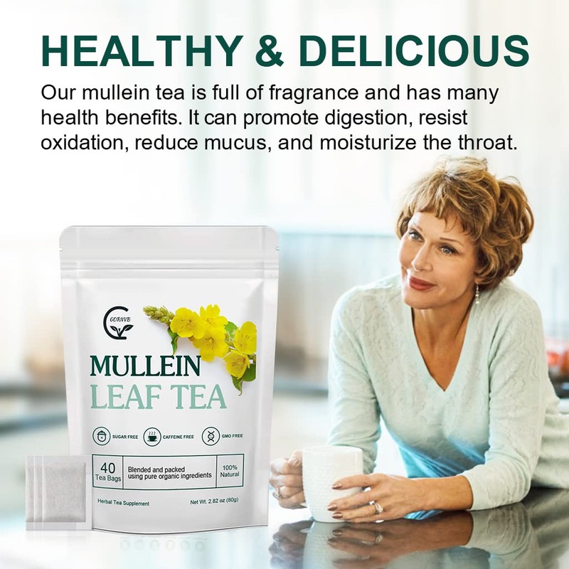Mullein Leaf Tea Bags - Lungs Cleanse and Respiratory Support,