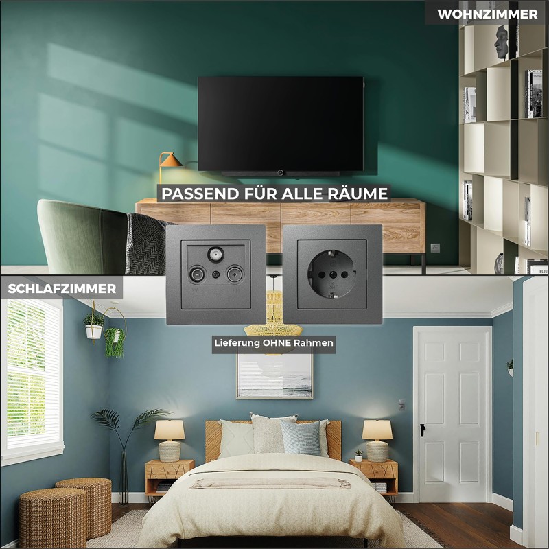 McPower Flair Aerial Socket, TV, Radio & Sat, Flush-Mounted, Screw