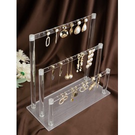 Aqerimit Clear Acrylic Earring Display Rack 3 Tier 52 Holes Jewelry Storage Tower Hanging Earring Stand Holder