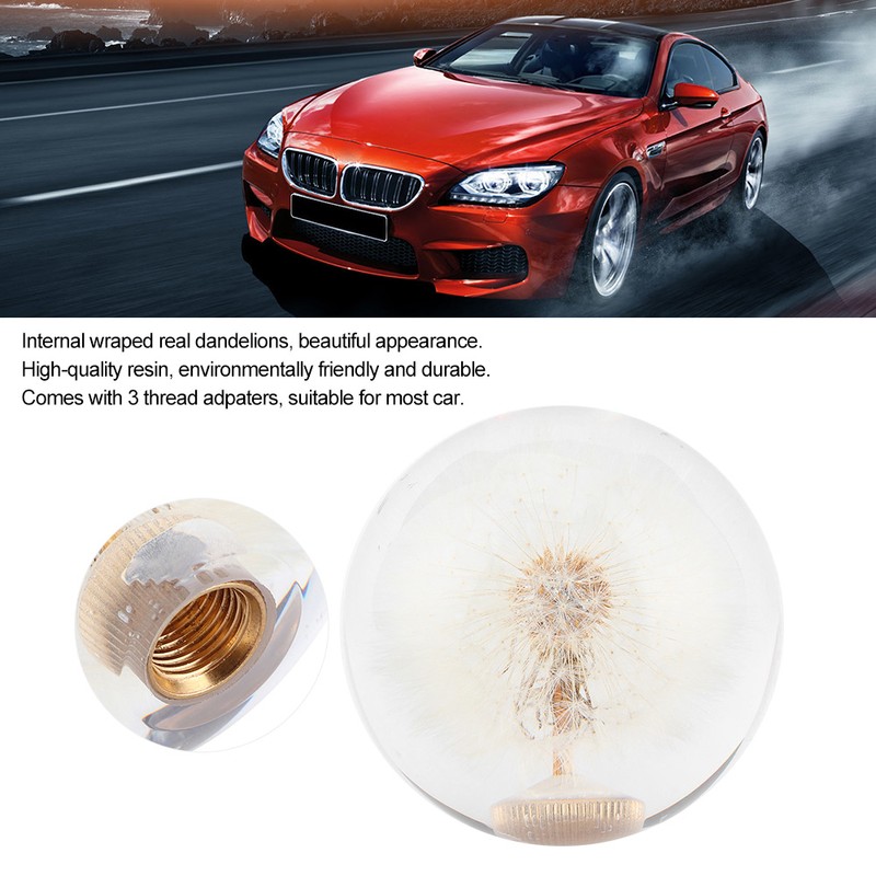 2.8in Shift Knob Crystal Real Dandelions Flowers Universal Accessory with