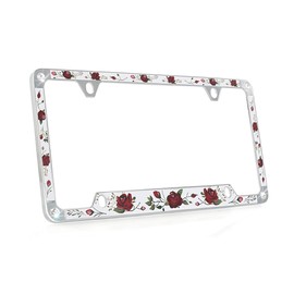 Floral License Plate Frame with Beautiful Crystals.