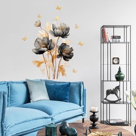 Wall Stickers Lnk Lotus Butterfly Wall Decals Watercolor Lotus Flowers Window Stickers Peek and Stick Waterproof Removable Vinyl Wall Art for Bathroom Wall Decal Living Room Bedroom Home Decor