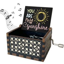 BSIKAIK U R My Sunshine Wooden Music Box with Handle Summer Gifts for Women Vintage Hand Crank Antique Music Boxes U R My Sunshine Music Boxes for Women Friendship Gifts for Women Friends - DH442