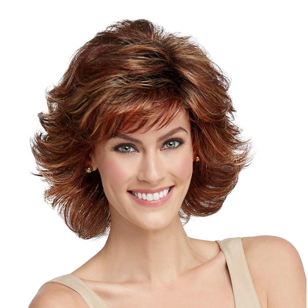 Raquel Welch Breeze, Short Textured Layers With A Feathered Bob Style Hair Wig For Women, R28S Glazed Fire by Hairuwear