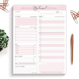 Daily Notepad Planner To Do Schedule - Stay Focused 50 Tear off Premium Made USA (Rose Pink)