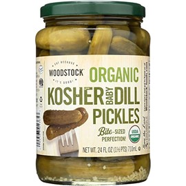 Woodstock Organic Kosher Baby Dill Pickles, USDA Certified Organic, Non-GMO, 24 Ounce (Pack of 6)