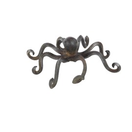 Deco 79 Metal Octopus Decorative Sculpture Home Decor Statue with Long Tentacles and Suctions Detailing, Accent Figurine 12" x 9" x 4", Black
